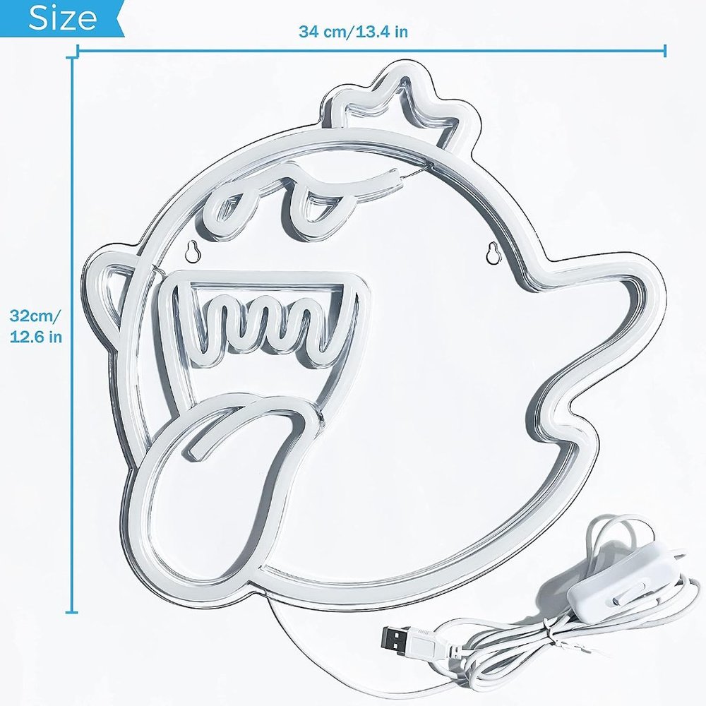 Retro Boo Mario Kart Ghost Cartoon Video Game Neon Light LED Kid/Teen Dorm Room - Picture 6 of 7